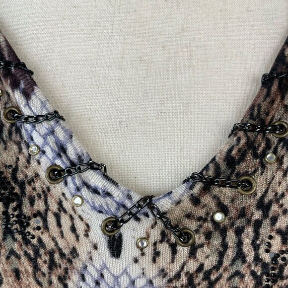 NWOT Alberto Makali Snake Skin Print V-Neck Top Size XL - Picture 3 of 7